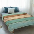 thumbnail image 4 of Farmhouse Teal Blue Brown Blanket Soft Cozy Warm Throw Blanket for Couch, Plush Fuzzy Flannel Fleece Blankets for Sofa, Vintage Wooden Striped Bed Blankets Lightweight Gifts for Women, 50"x60", 4 of 9