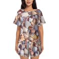 thumbnail image 1 of Lsque Sea Shells Women's Short-Sleeved Pajama Set - 2 Piece Soft and Lightweight Sleepwear Set-X-Large, 1 of 6