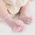 thumbnail image 5 of Girls Cotton Knee Socks with Not Slip Bottom & Lovely Lace Bowknot Learn to Walk Socks Not Skid Socks for Ages 1 to 5, 5 of 9