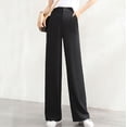 thumbnail image 2 of LYXSSBYX Womens Yoga Lounge Dress Pants Pants Work Office Business Women's Fashion Casual Full-Length Loose Pants Solid High Waist Trousers Long Straight Wide Leg Pants, 2 of 5