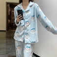 thumbnail image 5 of Kawaii Usagi Chiikawa Pajamas Suit Cartoon Women's Cute Coral Velvet Thickened Warm Home Clothes Setlong-Sleeved Trousers, 5 of 24
