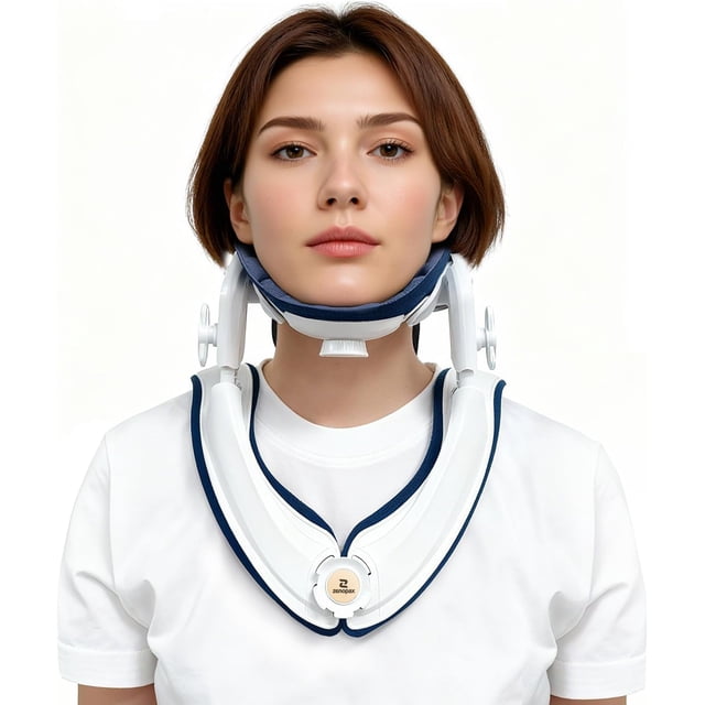 Zenopax Cervical Traction Device, Neck Stretcher for Neck Support, Lightweight & Adjustable Cervical Neck Traction Device for Home Use, Neck Pain & Tension Relief (irony white)