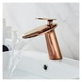thumbnail image 4 of Basin Faucet Solid Brass Rose Gold Bathroom Faucet Cold And Hot Waterfall Mixer Sink Tap Single Handle Deck Mounted Gold Tap, 4 of 7