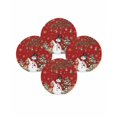 thumbnail image 7 of 13 Inch Round Placemats Set of 4, Red Christmas Snowman Non Slip Heat Insulation PP Table Mats, Xmas Snowflake Elk Tree Balls Washable Place Mats for Kitchen Dining Party Table Decor, 7 of 7
