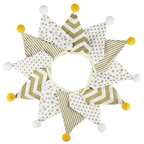 Banderines Triangulares de Tela de Algodón con Pompones Coloridos – Decoración para Cumpleaños, Tiendas de Campaña y Fondo de Fotos