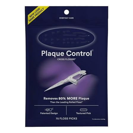 Cross Flosser Plaque Control Floss Picks, X-Shaped Floss, 75 count