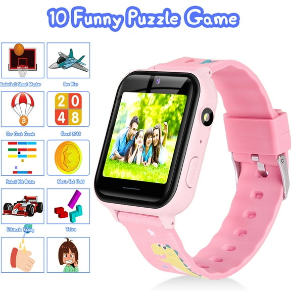 Kids Smart Watch Girls Boys - Games Watch for Kids Watches Ages 4-12 Years with 10 Learning Games Camera Music Video Player Alarm Clock Calculator CalendarChildren Toys Gifts (Pink)