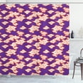 thumbnail image 1 of Asian Shower Curtain, Indonesian Batik with Abstract Swirl Shapes Bohemian Hippie Design, Fabric Bathroom Set with Hooks, 69W X 75L Inches Long, Purple Vermilion and White, by Ambesonne, 1 of 3