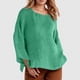 thumbnail image 2 of Camiseta de manga larga y cuello redondo de color liso para mujer: estilo informal y holgado, tejido de poliéster para los días más frescos., 2 of 5