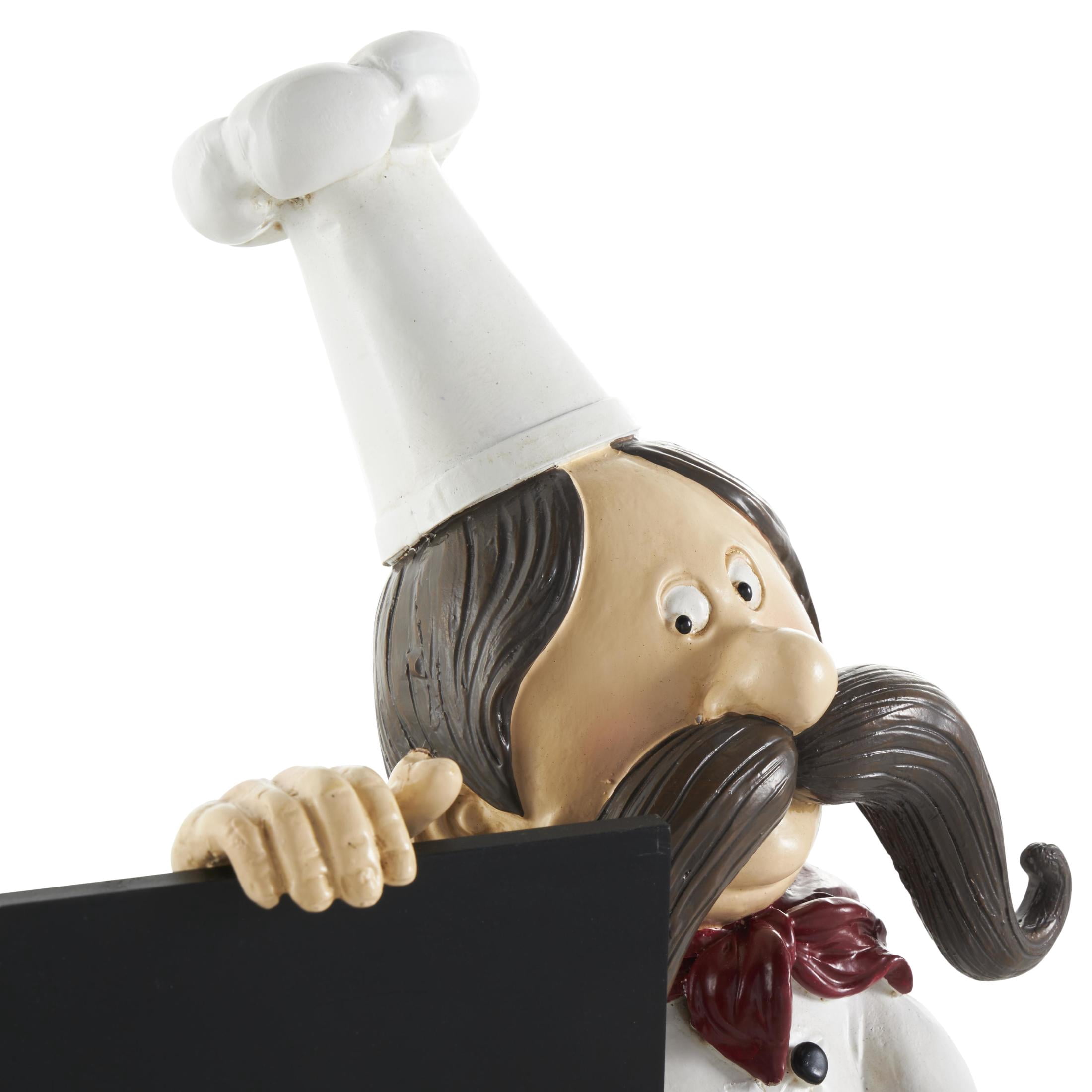 9" x 13" Black Polystone Chef Sculpture with Chalkboard, by DecMode