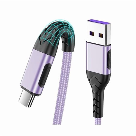 LujingZ Durcord USB Type C Cable, 2Pack 3ft USB A to USB C Cable 3 Feet USB Type C Cord Cable for Android Phone Pad Laptop, 10 Foot Type C Charger Premium Nylon Braided USB Cable -Light Purple
