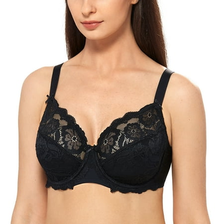 

Delimira Women s Full Coverage Non-Foam Floral Lace Plus Size Underwired Bra