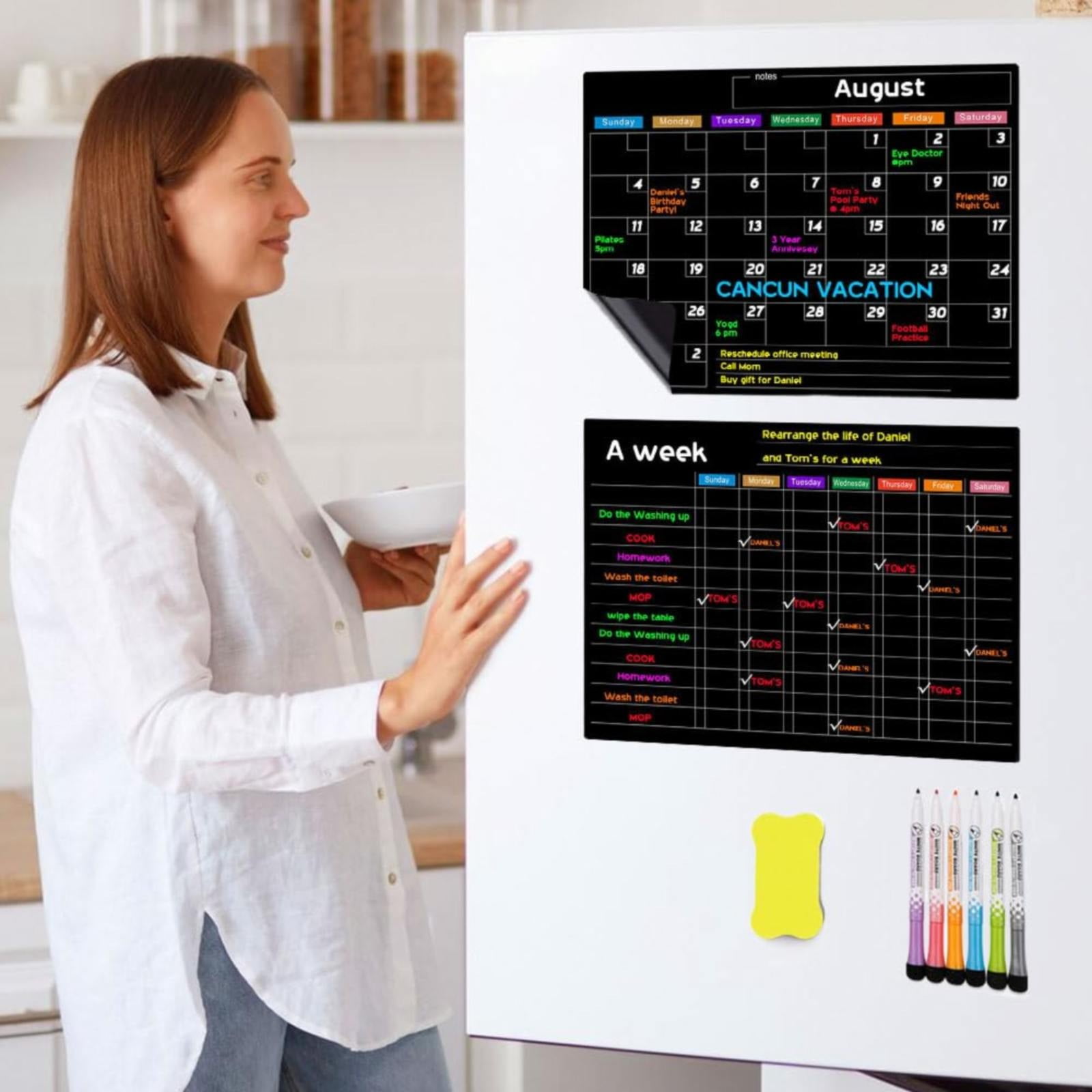 WMGHA Dry Erase Magnetic Calendar for Refrigerator,3 Pack- Monthly &Weekly& Daily Planner Magnet Whiteboard with 6 Markers& Eraser - Shopping,Meal/Menu,To Do List,Family Schedule Planning Board