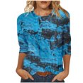 thumbnail image 2 of Jusqu'à 30 % de Réduction DYTTDG T-shirt Grande Taille pour Femmes Manches 3/4 Hauts Imprimés Col Rond Blouse Décontractée Ample Hauts pour Femmes, 2 of 5