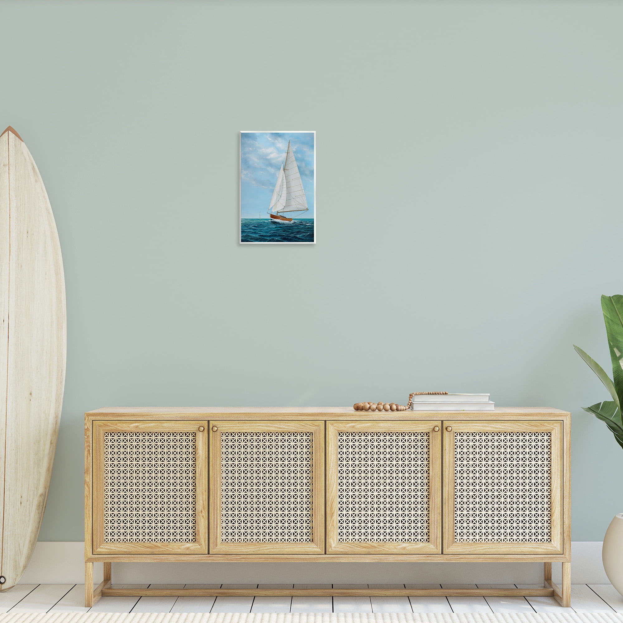 Stupell Industries Nautical Sailboat Waves Transportation Painting Unframed Art Print Wall Art, 13 x 19