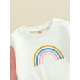 thumbnail image 6 of Toddler Baby Girl Clothes Infant Fall Long Sleeve Rainbow Print Sweatshirt Sweater Top + Casual Pants Set, 6 of 10