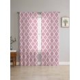thumbnail image 4 of Sheer Curtains 72 Inches Long 2 Panels, Retro Moroccan Floral Pattern Rod Pocket Curtain Voile Draperies, Abstract Geometric Texture Light Filtering Window Treatment for Living Room Kitchen Bedroom, 4 of 8