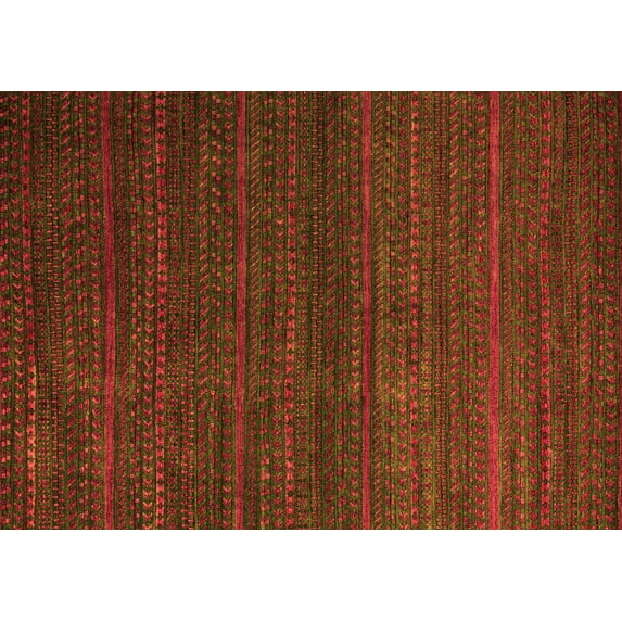 Ahgly Company Indoor Rectangle Abstract Orange Modern Area Rugs, 2' x 5'