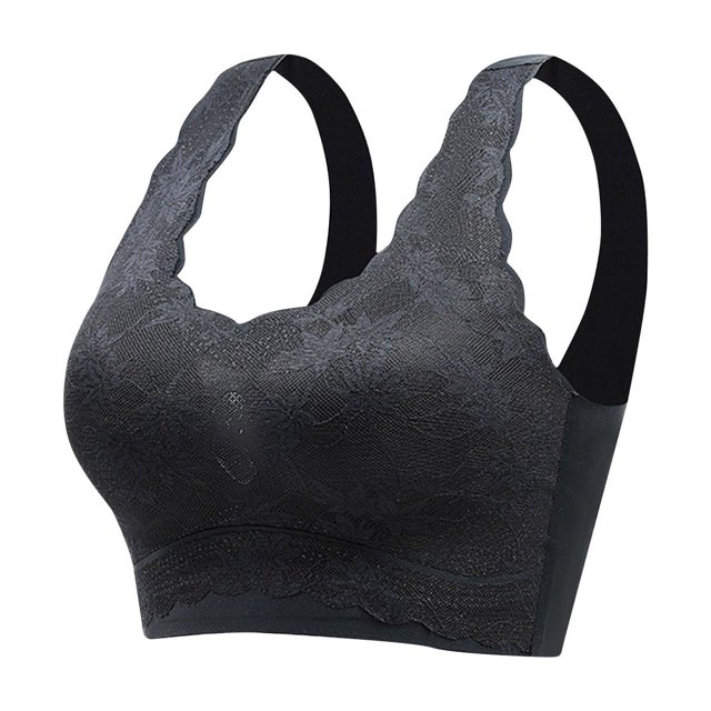 Timegard Bras for Women No Underwire Flower Lace High Support Wide Strap Comfort Everyday Sleep Bra
