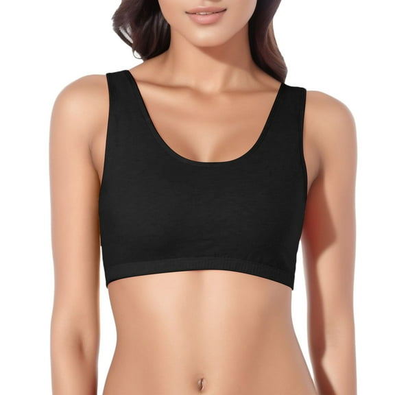 DuoJiaJ Women's Tank Style Cotton Sports Bra T-Shirt Bras Black
