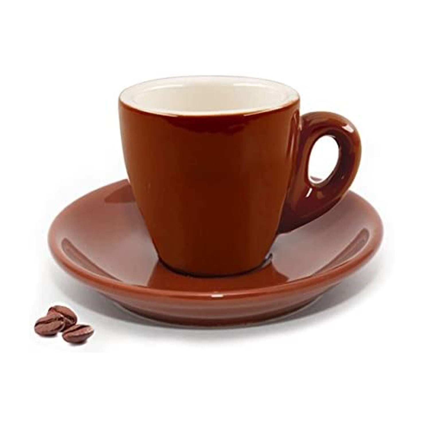 Nuova Point - Milano Espresso Cups and Saucers, Brown, Set of 6