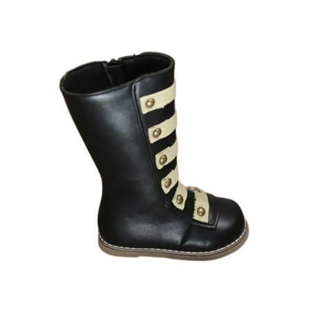 

GENILU Girl Non-Slip Leather Boots Waterproof Winter Knee High Boot School Side Zip Black 9.5C