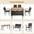 thumbnail image 3 of Costway 6 PCS Patio Rattan Dining Set Acacia Wood Table Stackable Chair Bench, 3 of 10