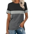 thumbnail image 2 of ameIAEA Été à Manches Courtes Tops pour les Femmes Col Rond Couleur Bloc Décontracté Tee Shirts, 2 of 5