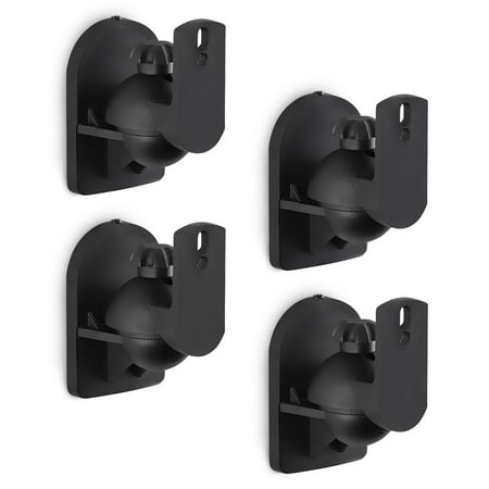Mount - It! Speaker Wall Mount Full Motion Brackets For Surround Sound Satellite Ceiling and Bookshelf Speakers, 4 Mounts, Black