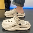 thumbnail image 5 of Rokment Chunky Platform Clogs for Women Men with Back Strap Hollow Breathable EVA Slip on Slide Sandals Cute Non-Slip Waterproof Outdoor Beach Pool Casual Garden Shoes Khaki Size 10, 5 of 5
