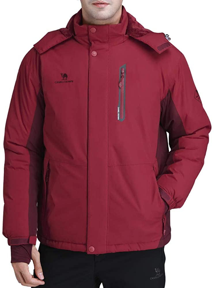 Men's Mountain Waterproof Ski Jacket II Windproof Rain Jacket Winter Warm Snow Coat with Removable Hooded 