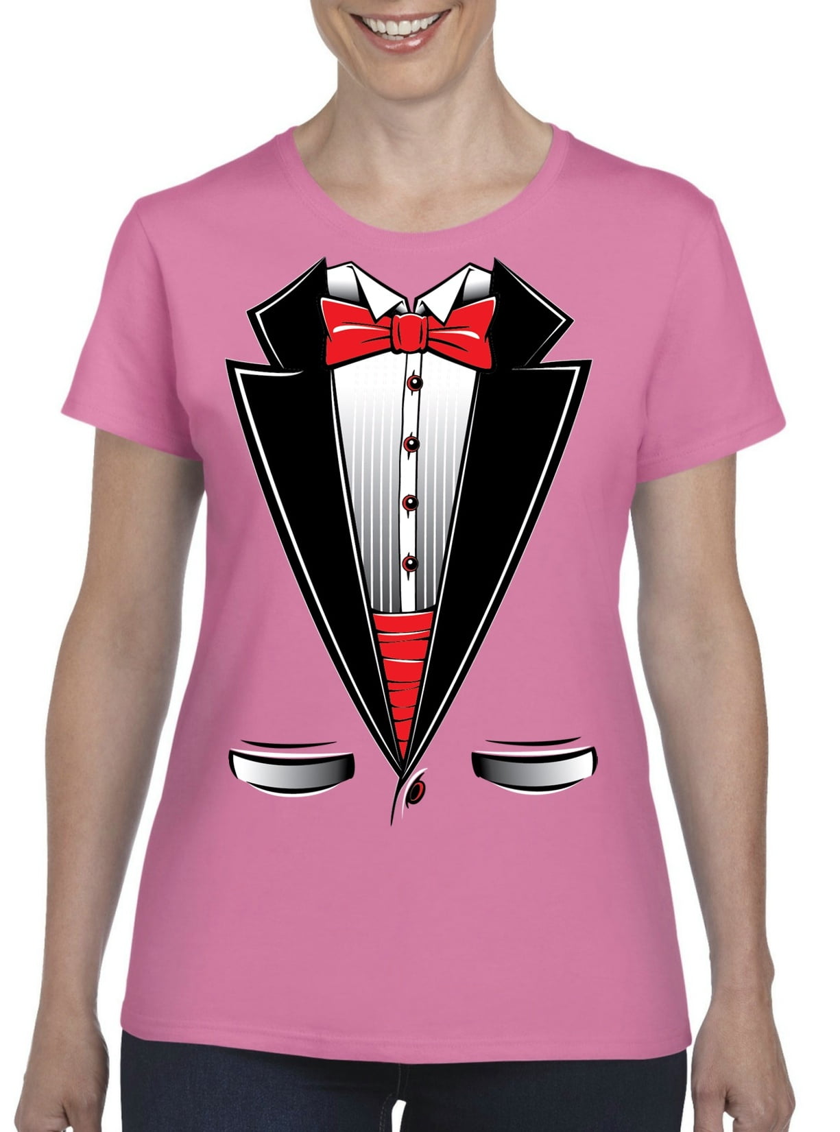 IWPF - Womens Tuxedo Costume Prom Short Sleeve T-Shirt - Walmart.com - Walmart.com