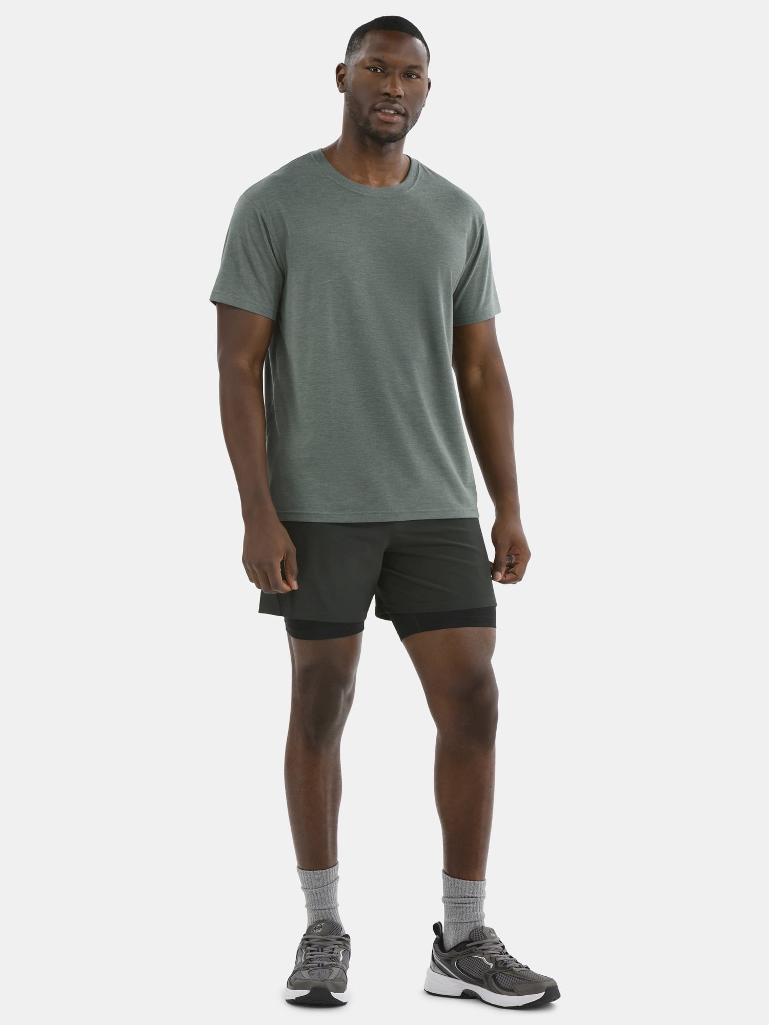 Athletic Works Men's Solid Tri Blend Tee with Short Sleeves, Sizes XS-4XLT