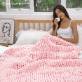 thumbnail image 5 of Comtest Chunky Knit Throw Blanket Chenille, Light Pink, 80"x80"(King Size), 5 of 7