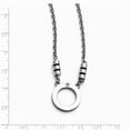 thumbnail image 2 of Stainless Steel Polished Black Enamel Cubic Zirconia Circle Necklace - 22.5 Inch, 2 of 2