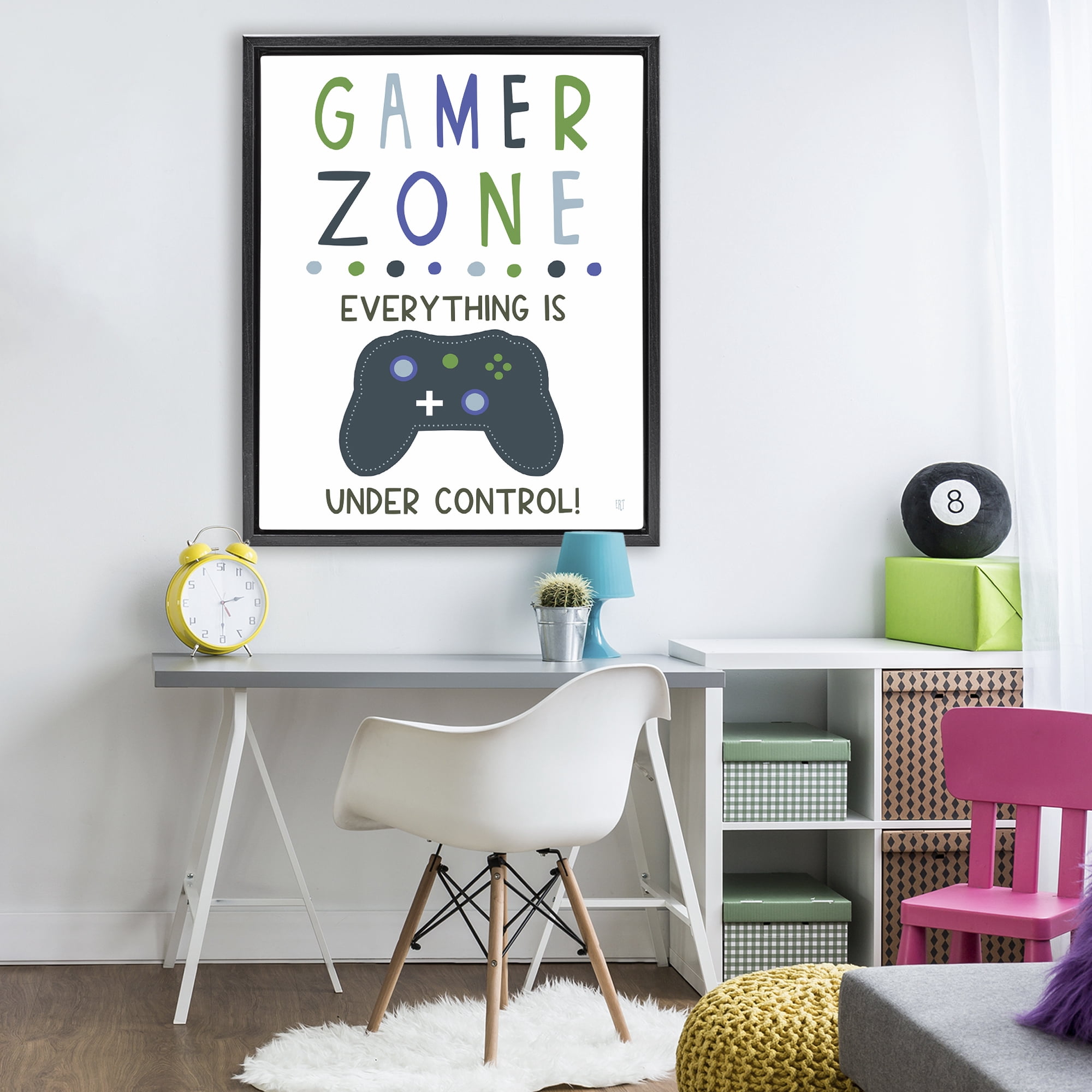 Stupell Industries Everything Under Control Gamer Zone Black Framed Floater Canvas Wall Art, design by Elizabeth Tyndall
