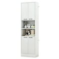 thumbnail image 1 of Costway 75" Tall Bathroom Storage Cabinet with 4 Doors & 2 Open Compartments Freestanding Oak White, 1 of 10