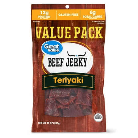 Great Value Teriyaki Beef Jerky Value Pack, 10 (Best Meat For Homemade Jerky)