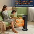 thumbnail image 2 of 1500W Electric Space Heater PTC Fast Heating Ceramic Heater,  Tower Fan Heater for Indoor Use, Black, 2 of 7