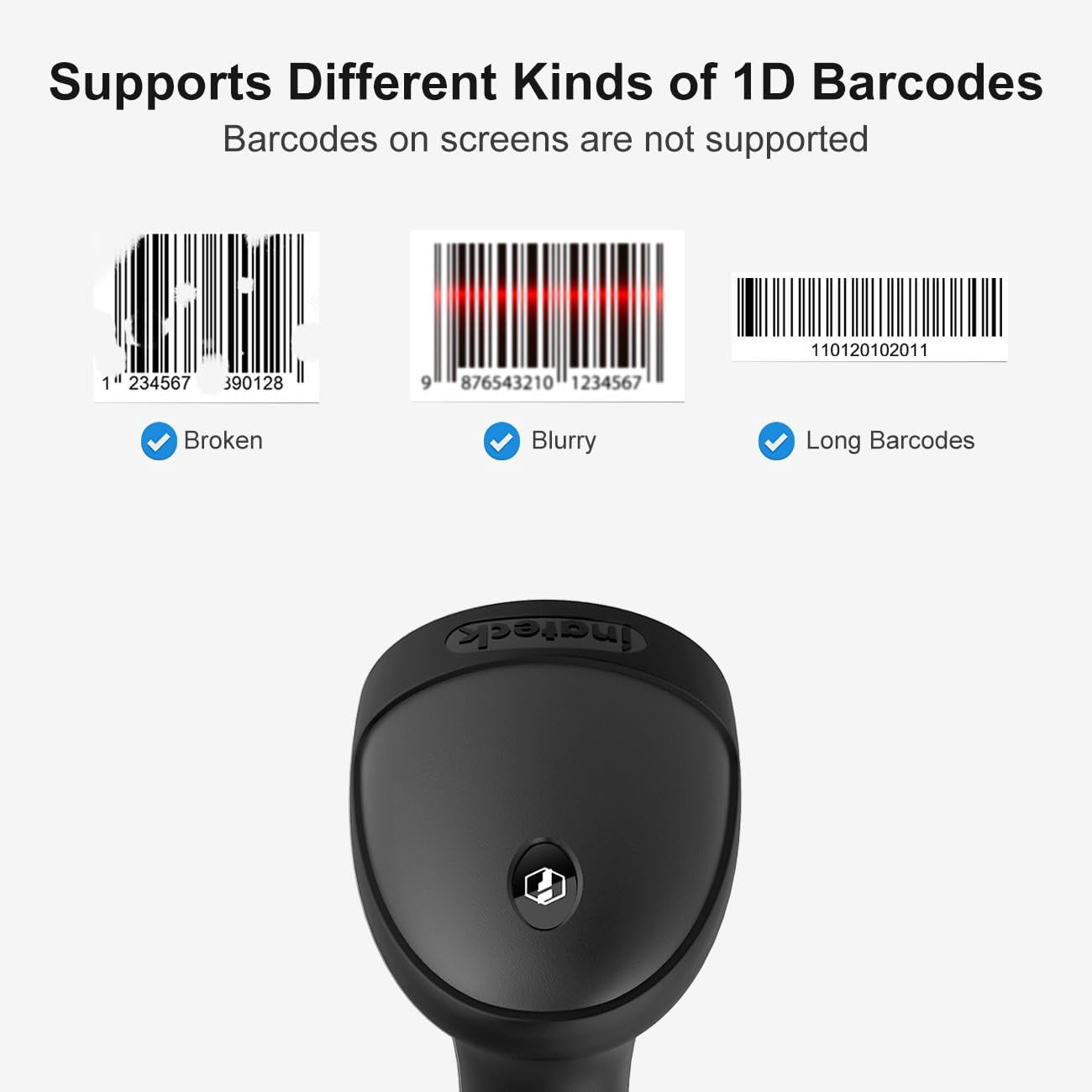 1D USB Barcode Scanner with Intelligent Stand Wired, BCST-33