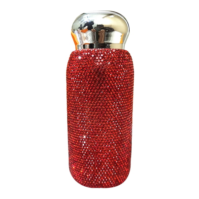 Minibotella térmica de acero inoxidable con diamantes de imitación, portátil, brillante, para viaje, regalo de lujo para mujer