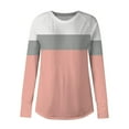 thumbnail image 4 of UTSJKR Womens Color Block Tunic Tops to Wear with Leggings Long Sleeve Thumb Hole Shirts Crew Neck Curved Hem Basic Graphic Tees Pink XL, 4 of 5