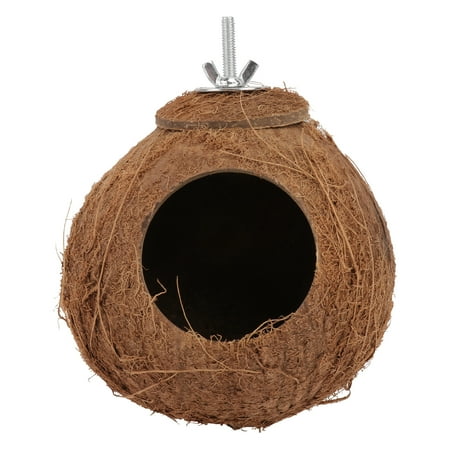 Etereauty Bird Houseshell Birdsnest Natural Parrot House Pet Cage Fiberhideout Hut Supply Hanging Reptile Supply Toy Coconuts