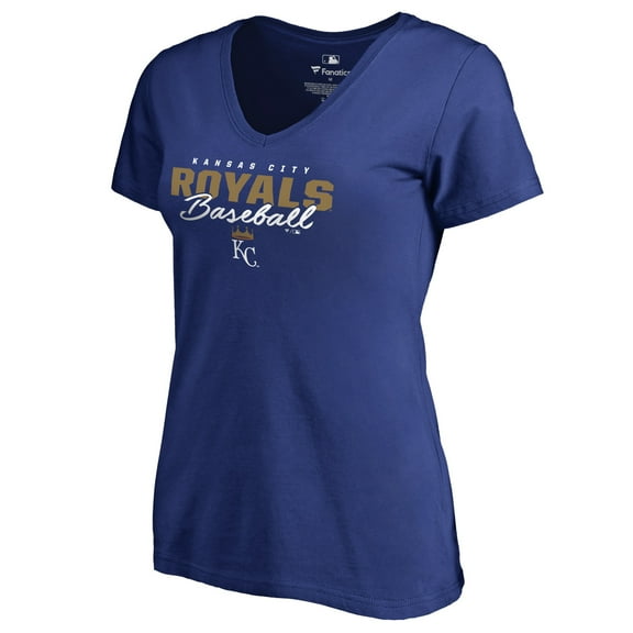 Women's Royal Kansas City Royals Script Assist V-Neck T-Shirt