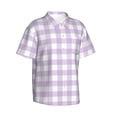 thumbnail image 2 of Daiia Purple Checkboard Hawaiian Shirt for Men Gentle Cotton Regular Short Sleeve Casual-3X-Large, 2 of 9