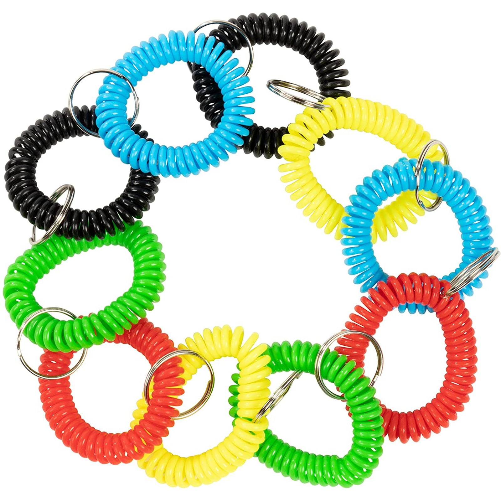Plastic Coil Wrist Band Key Ring Stretchable Spring Bracelet Chain Keyring... 