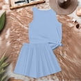 thumbnail image 4 of CIENVNSTG Two Piece Sets for Women Summer Fashion Casual Sleeveless Scoop Neck Tank Top Solid Color Sweatsuit with Pockets Light Blue 2XL, 4 of 6