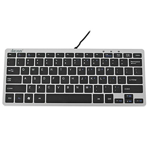 iKKEGOL Mini USB Slim Wired 78 Key Small Super Thin Compact Keyboard
