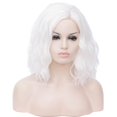 thumbnail image 1 of BUFASHION Pelucas sintéticas de Cosplay rectas y rizadas cortas para mujer de 14 pulgadas con flequillo de aire, 46 colores disponibles (blanco), 1 of 5