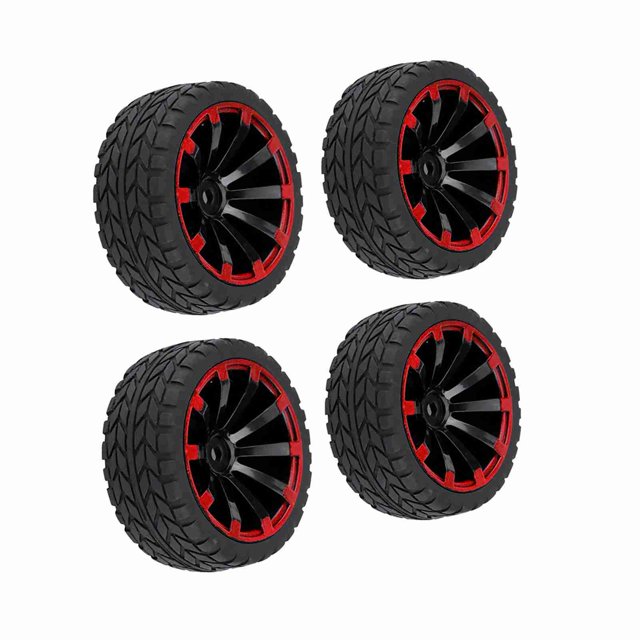 4 Neumáticos De Coche RC, Juego De Llantas De Rueda RC, Llanta De Goma, Vehículo De Carreras Para Pieza De Coche RC 1:10